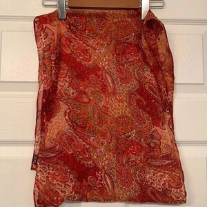 Raj Silk  Scarf Orange/Pink